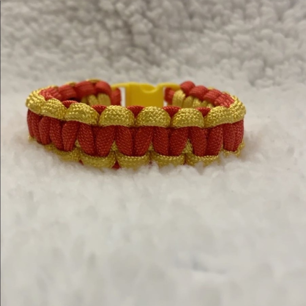 Homemade Red and Gold Paracord Bracelet